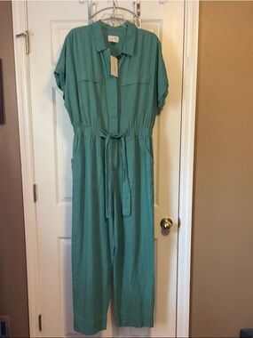 Universal Thread Women's Linen Blend Short Sleeve Jumpsuit Romper Size 10 NWT